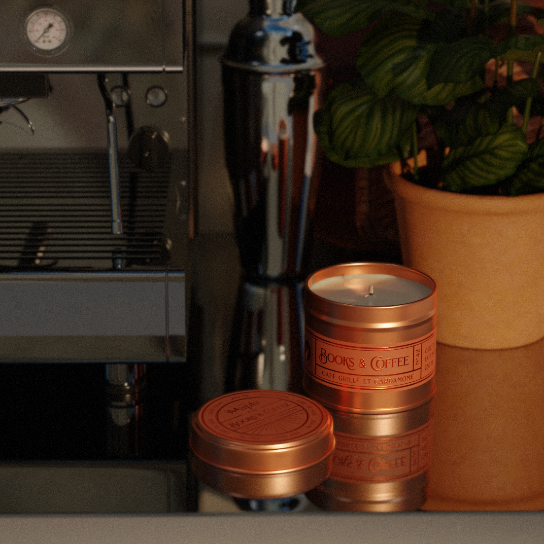 Bücherkerze | Elegante Duftkerze "Books & Coffee" in der Dose