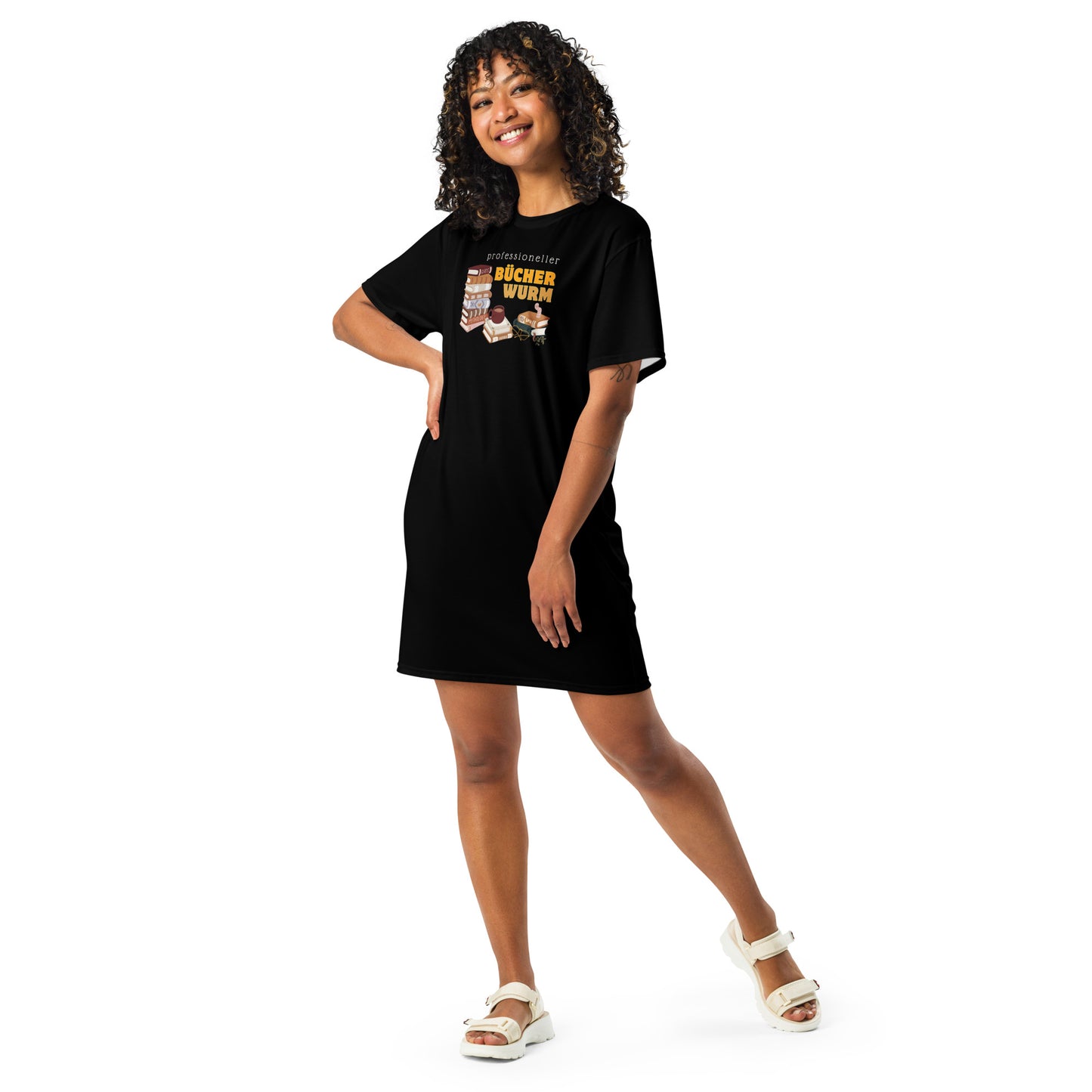 Professioneller Bücherwurm T-Shirt-Kleid für Buchliebhaberinnen
